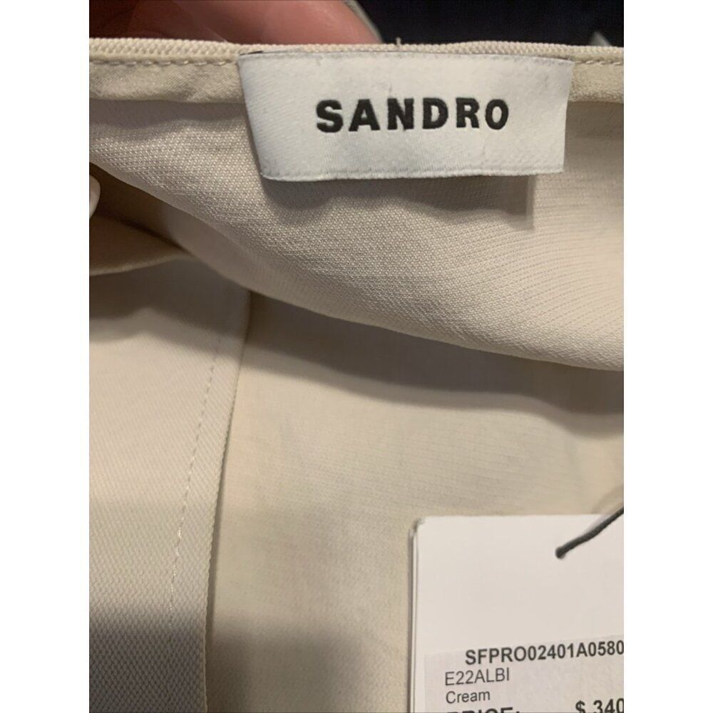 Sandro New Authentic Solid Beige V Neck Short Sle… - image 5